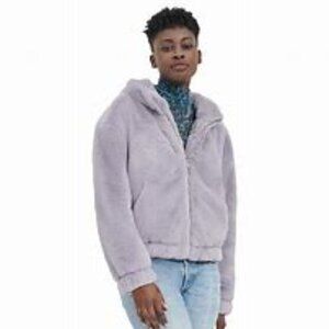 UGG Mandy Faux Fur Hoodie Jacket in Cloud Gray Sz M   NWT